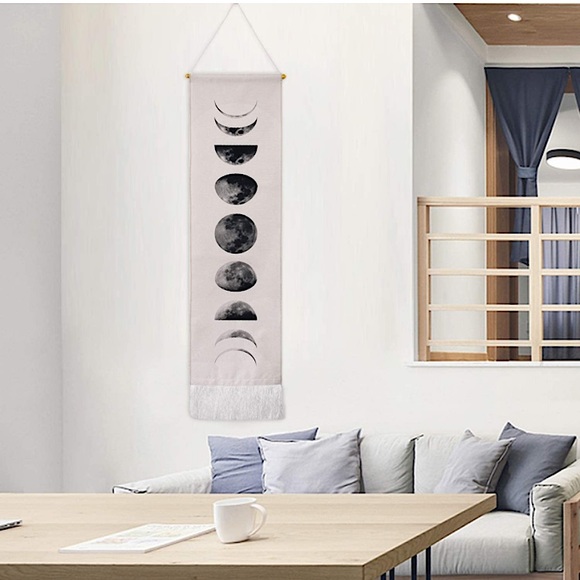 Moon Phases Art Hippie/Boho Tassel Vintage Tapestry Wall/Bedroom/Patio Decor - Picture 2 of 12